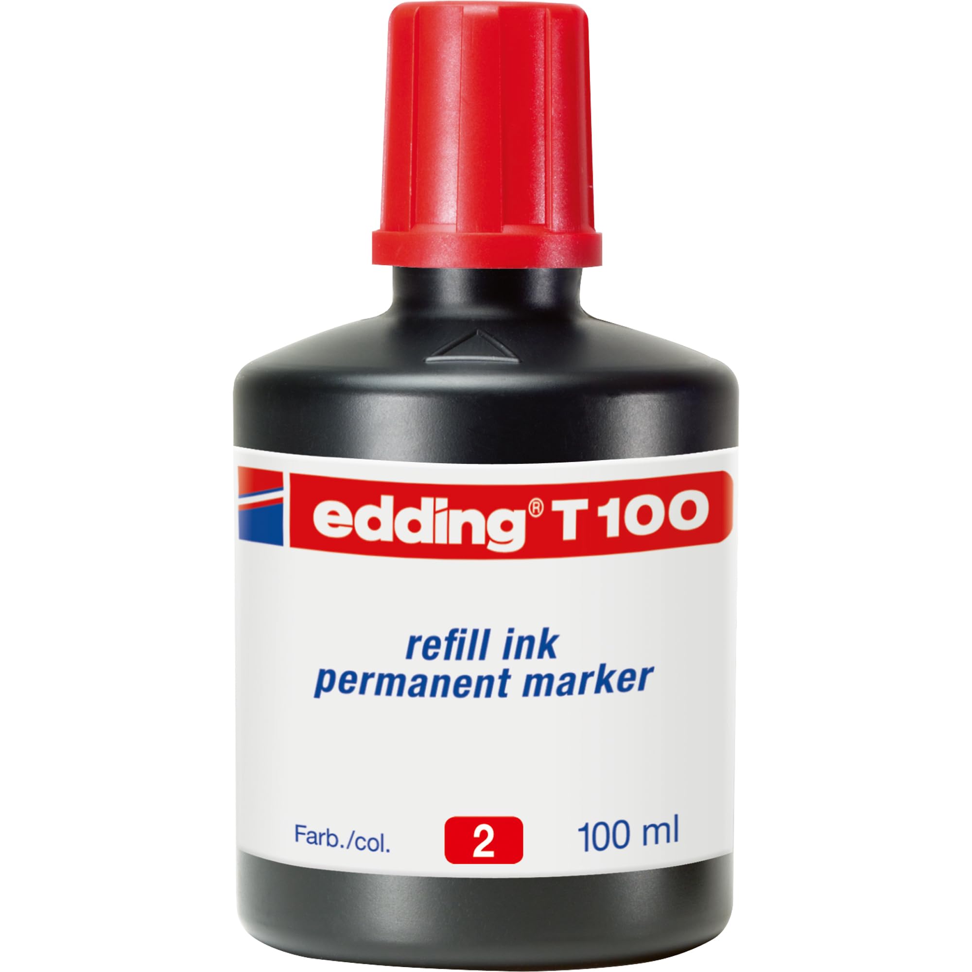 edding T 100 refill ink permanent marker - red - 100 ml - with drop dispenser system, for quick refilling of almost all edding permanent markers