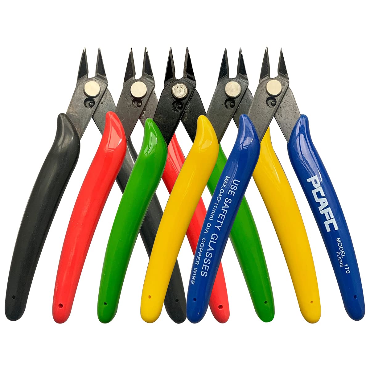 Mini Wire Cutter,Saijer 5pcs with Soft Grip Slip Guards Handles Nipper Electrical for Cutting Wire Precision Cutter Pliers for Cutting Wire/Cable Cutters/Cutting Side Snips/Flush Pliers