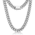 Cuban Link Chain for Men 7mm Silver Chain for Men Miami Cuban Mens Silver Chain,925 Sterling Silver/14K Gold Plated and 316L Stainless Steel 20/22/24/26/28/30 Inches Silver/Gold Chain for Men Necklace
