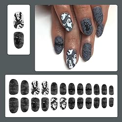 24 Pcs Halloween Press on Nails Short Almond