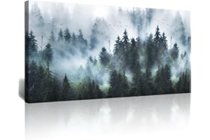 Lapremoly Large Size Canvas Wall Art For Living Room Farmhouse Wall Decorations For Bedroom Fashion Wall Poster Fog forest Scenery Pictures Artwork Office Decor Painting Modern Home Decor 30"X60"