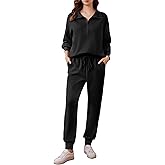 PINSPARK 2 Piece Sets for Women 2025 Fall Travel Outfits Long Sleeve Tracksuit Joggers Sets Half Zip Sweatsuit Matching Set