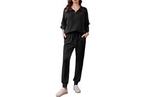 PINSPARK 2 Piece Sets for Women 2025 Fall Travel Outfits Long Sleeve Tracksuit Joggers Sets Half Zip Sweatsuit Matching Set