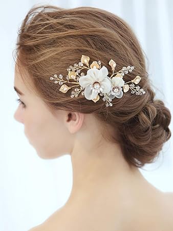 Hair Gold Leaves Vine Side Hair Comb Hair Clip Wedding Party