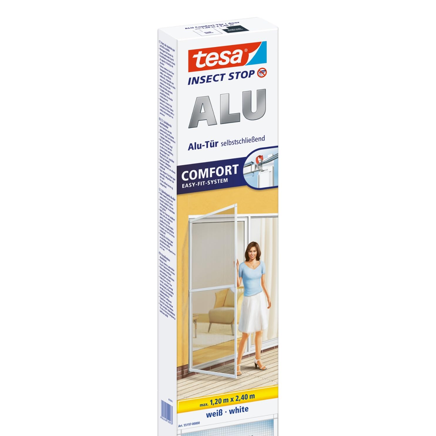 tesa UK Mosquito, Fly And Insect Screen Doors 1.2 M X 2.4 M (max) White, Clear, (55197-00002-00)
