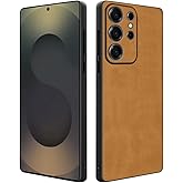 Duxsmei for Samsung Galaxy S25 Ultra Case, TPU and Suede PU Leather Case, Anti-Vibration Anti-Slip Ultralight Luxury Case for Samsung Galaxy S25 Ultra 5G 6.9 Inch, for Men Women (Brown)