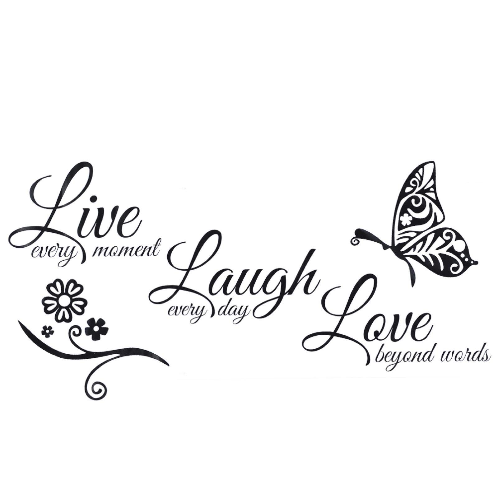 Live Laugh Love Wall Sticker, Vinyl Motivational Wall Stickers Quotes Inspirational Wall Decals Removable Wall Sign Mural for Bedroom Living Room DIY Home Decoration, 23.2x10.6inch