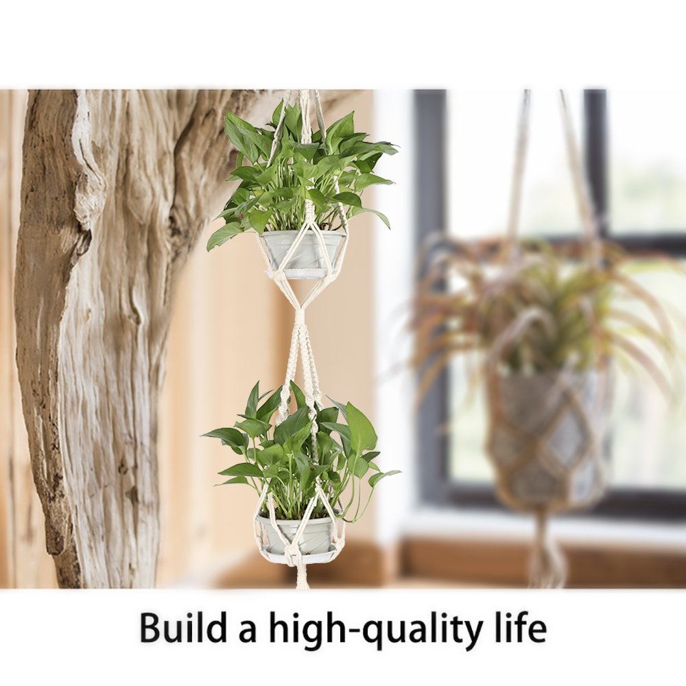 Natural Handmade Cotton Rope Flower Pot Basket Indoor Outdoor