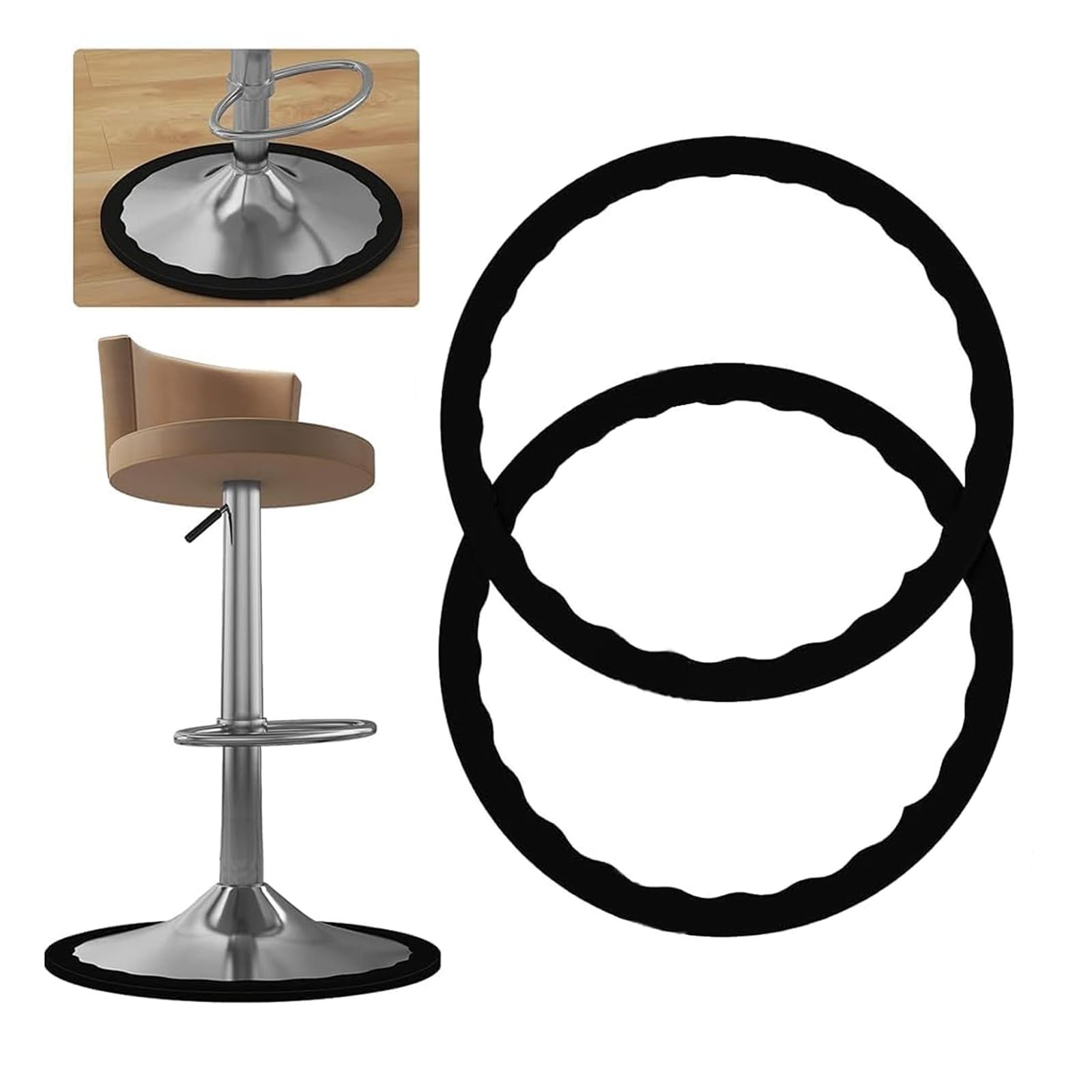VZU 2 PCS Bar Stool Leg Protectors Ring for 14.5" - 16.5" Chair Base, No Scratches No Noise Chair Footrest Bottom Pads for Wooden Floor, Bar Stool Leg Floor Protection Rings