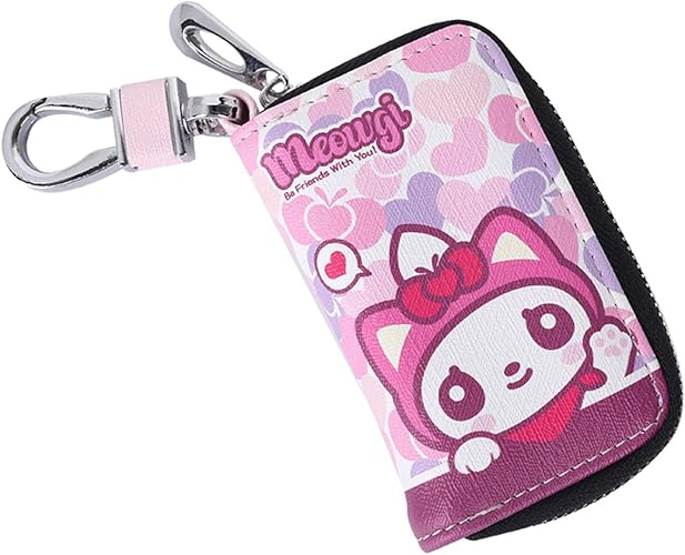 Amazon カーキーケース 多機能小銭入れ 財布ホルダー レザー カトゥーン ダブルジッパーフック 男女通用 愛心猫 Zhuaimao キーケース