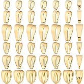 PH PandaHall 60pcs 24K Gold Plated Pendant Clasp Connectors, 6 Styles 7~10mm Golden Pinch Bails Brass Necklace Charm Clasp Jewelry Clasps Snap on Bails Pendant Bails for Jewelry DIY Craft Making