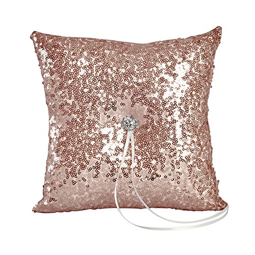 Ivy Lane Design Elsa Shiny Sequin Ring Pillow, Blush
