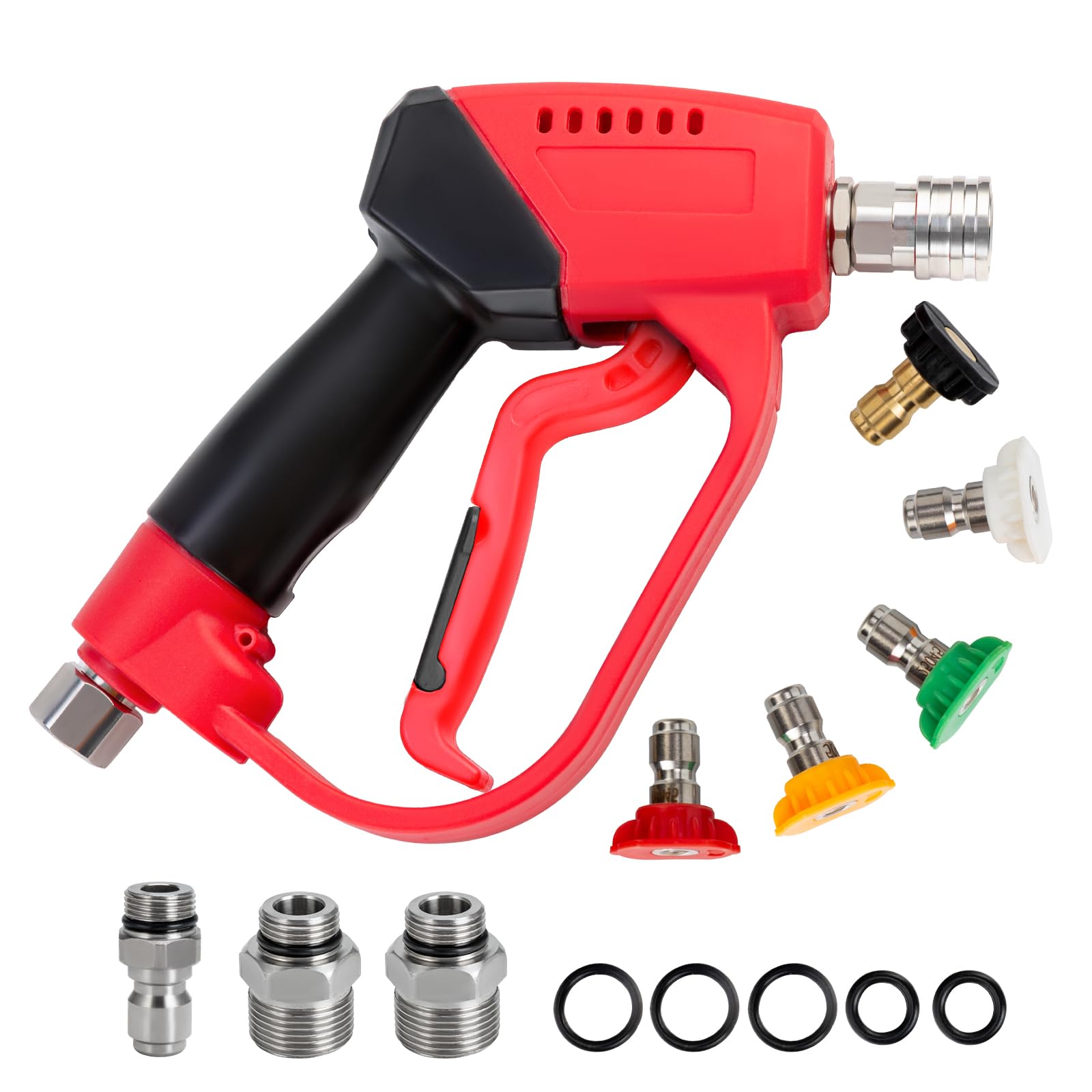 Photo 1 of AURORA CAR Short Pressure Washer Gun 5000PSI?High Pressure Washer Gun with 5 Spray Nozzle Tips, 3/8" Quick Connect Plug and M22-14/15mm Fittings, Power Washer Gun Compatible with Foam Cannon?12 GPM