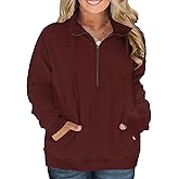 VISLILY Plus-Size-Sweatshirts for Women Oversized Half Zip Pullover Casual Long Sleeve Sweater Dressy Tops with Pocket XL-5XL