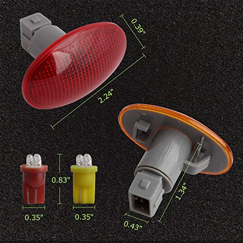 RUXIFEY LED Dually Bed Fender Side Marker Lights Amber Red Sidemarker Lamps Replacement Compatible with 1999 to 2010 Ford F350 F450 F550 Dually - Pack of 4