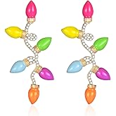 ENSKEFEN Christmas Earrings for Women Cute Reindeer Earrings Colorful Light Bulb Xmas Earrings Christmas Tree Earrings Gingerbread Deer Garland Bow Earrings Holiday Jewelry