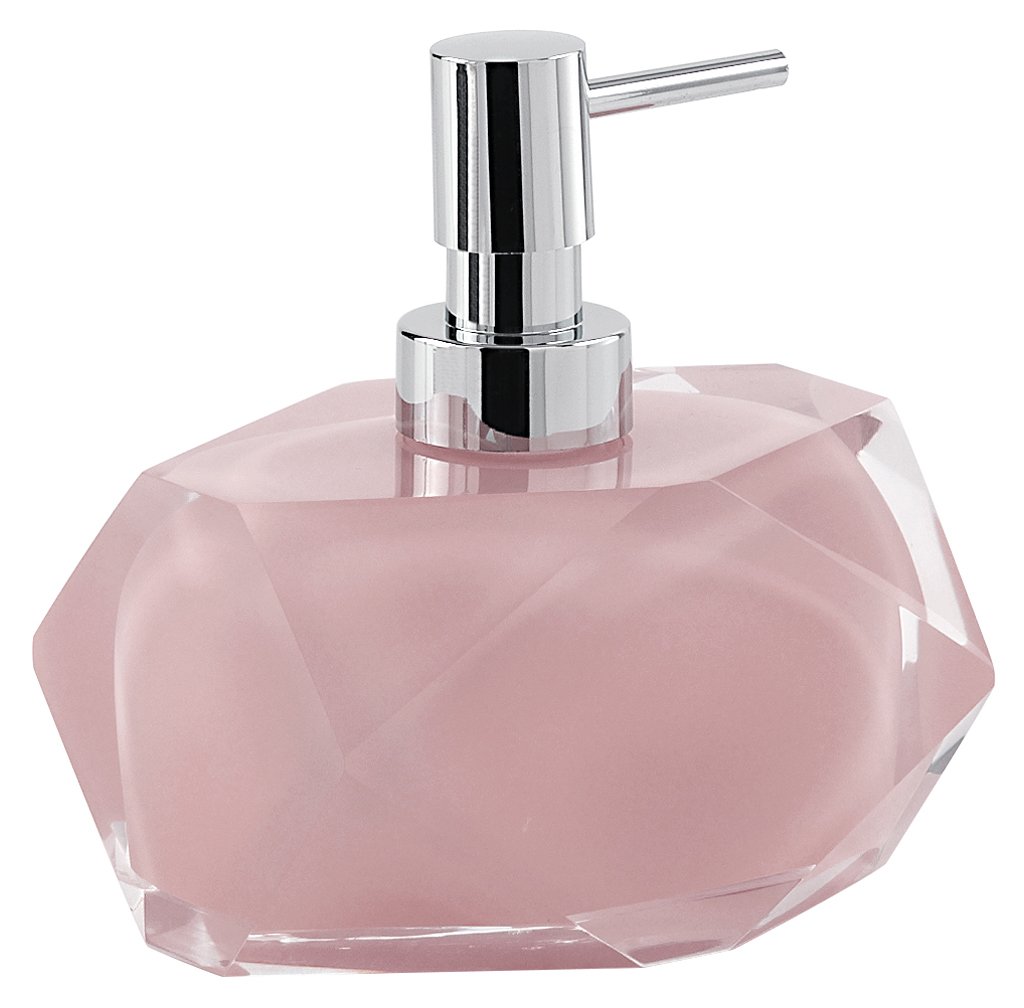 Gedy Chanelle Soap Dispenser, Resin, Pink, 7.8 x 11.5 x 12.6