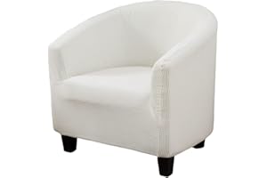 NILUOH Club Chair Slipcover Jacquard Tub Chair Cover Stretch Armchair Covers Sofa Cover Furniture Protector for Living Room (Jacquard Off-White)