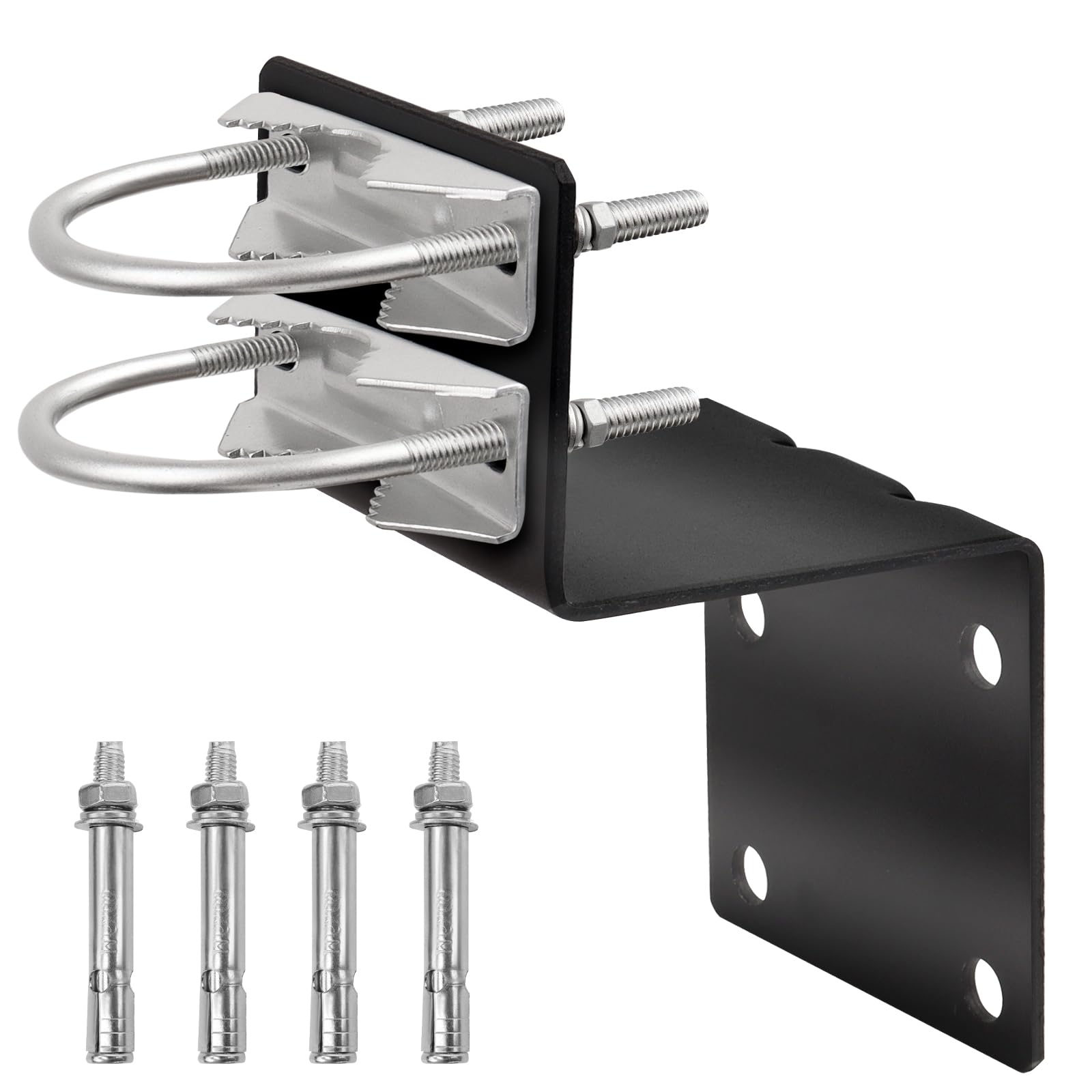 Photo 1 of XRDS-RF Antenna Mount Kit, Black-Coated Pole Mount Bracket with Double U-Bolts Clamp V Jaw Bracket for Outside Home Antenna Holder 1 Set