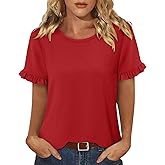 CRAZY GRID Women's Shirts Summer Casual Crewneck Short Sleeve Blouses Cute Floral Print Tunic Tops