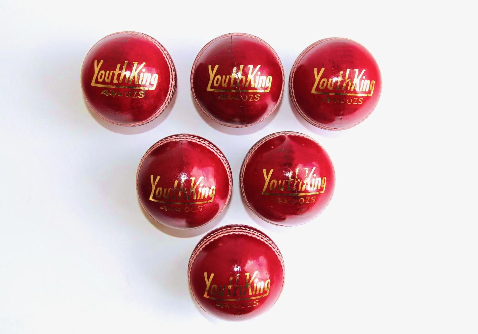Cricket Balls 6 pack - Red Leather Match Quality (Youth/Junior/School)