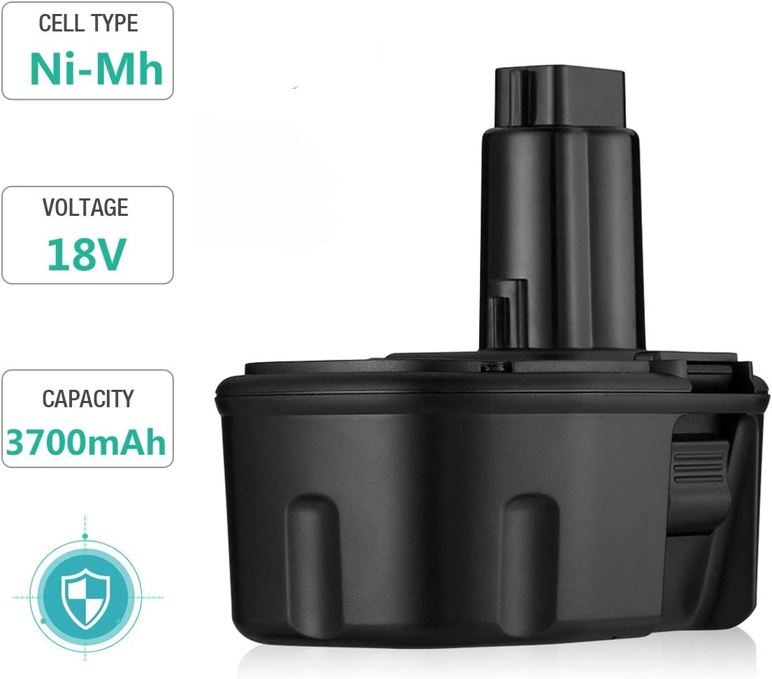 FirstPower Compatible Dewalt 18V Battery Replacement DC9096 DC9098, Compatible with Dewalt 18V XPR Cordless Power Tools DC9096 DC9098 DC9099 DW9095 DW9096 DW9098 DE9038 NI-MH 3700mAh 2Packs - - 