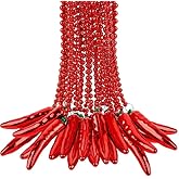 Hoarost 36 Pcs Chili Pepper Bead Necklaces Red Plastic Fiesta Pepper Necklaces Bulk for Carnival Chili Themed Mardi Gras Beads Party Supplies