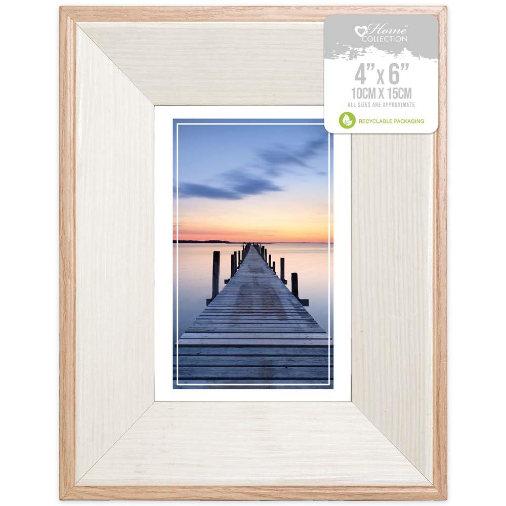 Ash Wood & Cream Two Tone Design Freestanding Wall Mount Picture Photo Frame 4 x 6"