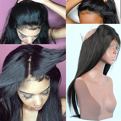 CLbuxi Hair Pre Plucked 360 Lace Frontal 7A Brazilian Virgin Human Hair Straight 360 Lace Frontal Closure with Baby Hair (18 inch,middle Part)
