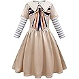 Yameidie Kids Girls Big Bow School Uniform Dress Halloween Horror Doll Cosplay Costume False Two-piece Dress