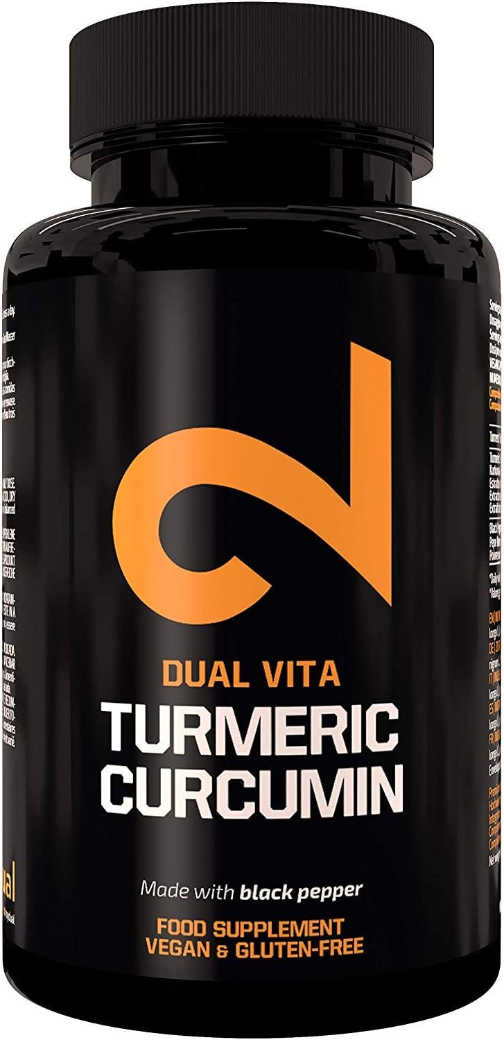 DUAL VITA Turmeric Curcumin | for Men & Women | Organic | 100% Natural Dietary Supplement | 100 Capsules | Highest Potency 1350mg per Dose | Laboratory Certified | Without Additives | Made in EU