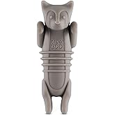 TrueZoo Cat Bottle Stopper, Cat Animal Cork, Novelty Wine Stopper, Silicone, Set of 1, Grey