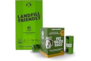 Doggy Do Good Landfill-Friendly Poop Bags | Dog Waste Bags Made with 50% Recycled Plastic + 15% Biobased Material | Unscented, Thick, Leak-Proof, Easy Open | Standard Size | 60 Count