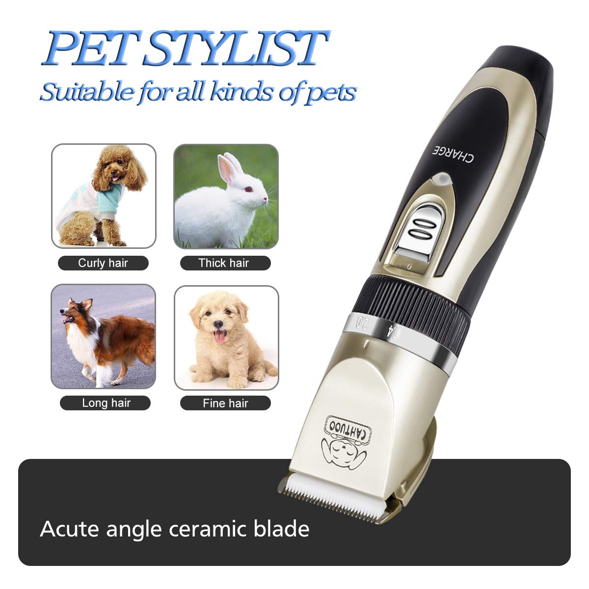 Cahtuoo Dog Grooming Clippers Professional Pet Kit Rechargeable