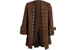 Nasfotim Men's Medieval Pirate Jacket Steampunk Coat Captain Adult Halloween Cosplay Costume Carnival Costume