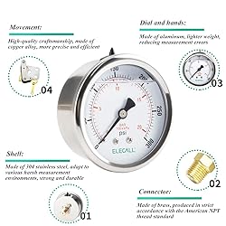ELECALL 300psi Silicone Oil Filled Pressure Gauge