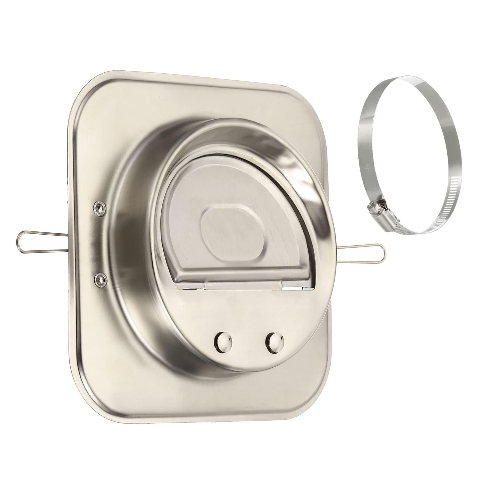 MACHSWON 4" Backdraft Damper with Ducting Hose Clamp, 1 Set Stainless Steel Flexible Airflow Insert Backflow Preventer Draft Blocker for Kitchen Bathroom