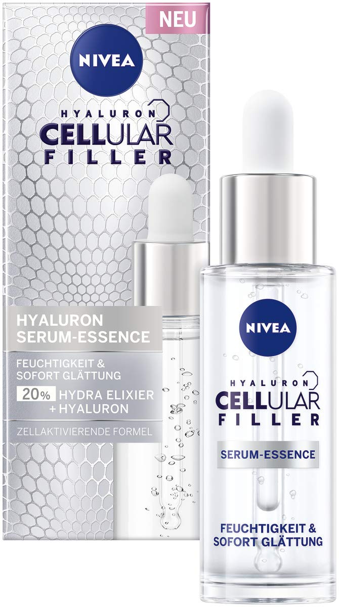 NIVEA Cellular Filler Hyaluronic Serum Essence (30 ml), Preparatory Face Serum, Moisturising, Anti-Age Hydra Elixir for Smooth Skin