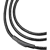 FaithHeart Braided Leather 2MM/3MM Necklace Cord for Men with Stainless Steel Snap Clasp, Waterproof Woven Wax Rope Chain for Pendant with Delicate Gift Box