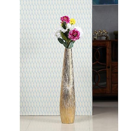 Buy Home By Nilkamal Narrow Mouth Tall Vase Gold Online At Low