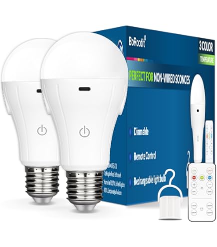 Rechargeable LED Bulb 2-Pack Rechargeable LED Light Bulbs With Remote ...