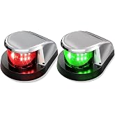 Boat Light, Lights for Boat, Navigation Lights, Red Green LED 12V 2 Pack | Built with corrosion-resistant zinc alloy cover and durable housing, ideal for yachts, fishing boats, pontoons, and skiffs