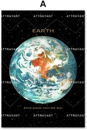 Neuf Planètes Lune Système Solaire Galaxie Mur Art Toile