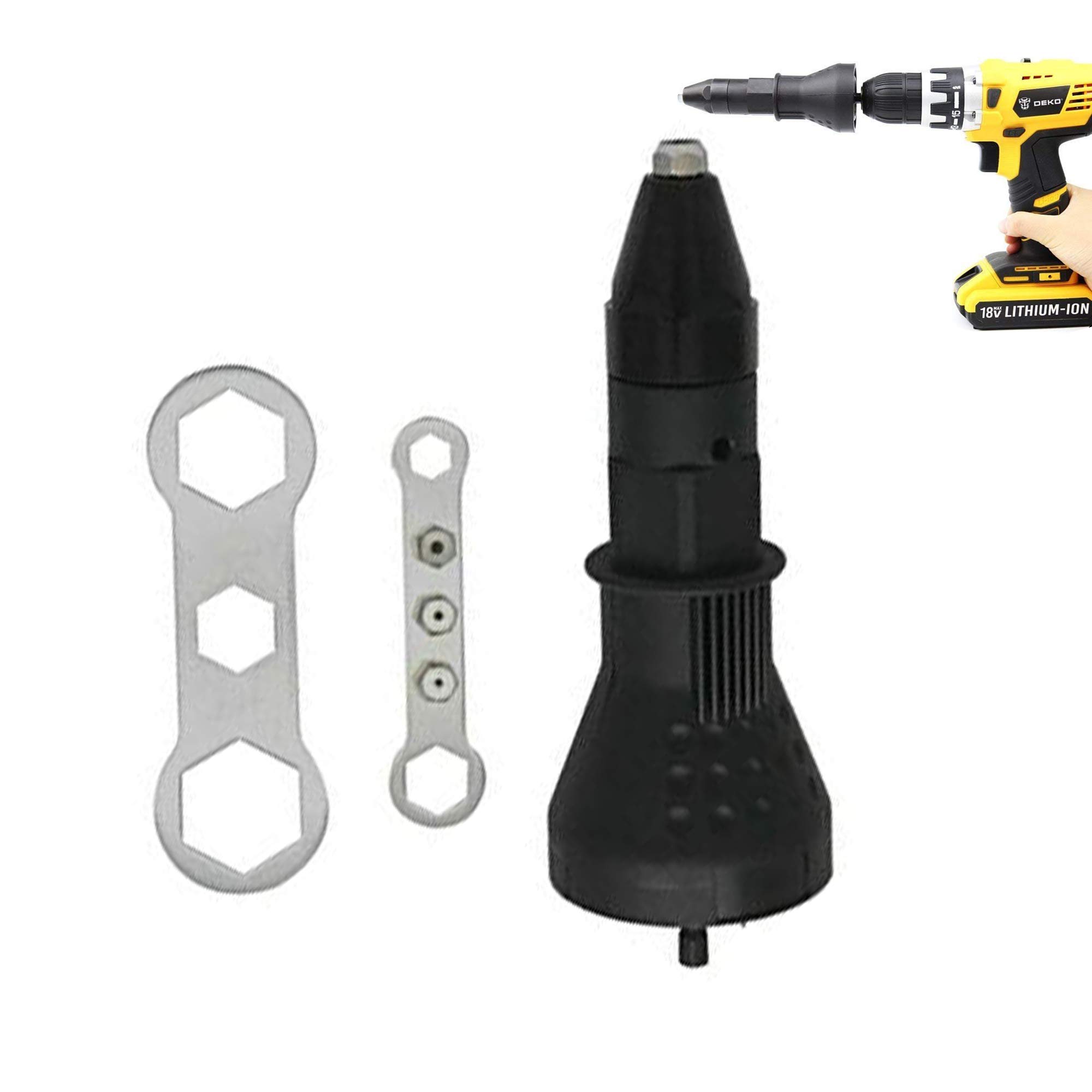 Schneespitze Blind Rivet Attachment Riveter Gun Rivet Tool Kit Electric Core Riveting Tool for Cordless Drill Electric Hand Tool Accessories Cordless Riveting Screwdriver Tools