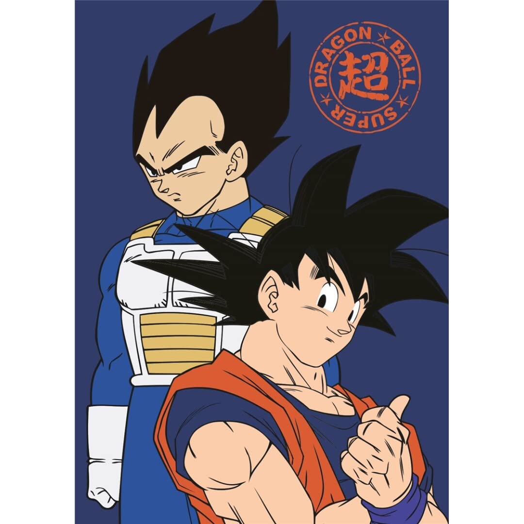 AYMAX S.P.R.L Dragon Ball Super Son Goku and Vegeta Fleece Blanket 140 x 100 cm, Blue (AYM-052DBS-PF)