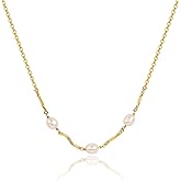 Tewiky Pearl Necklaces for Women, Dainty Gold Necklace 14k Gold Plated Single Pearl Necklace Simple Pearl Choker Necklaces for Women Trendy Cute Gold Necklace Jewelry for Women