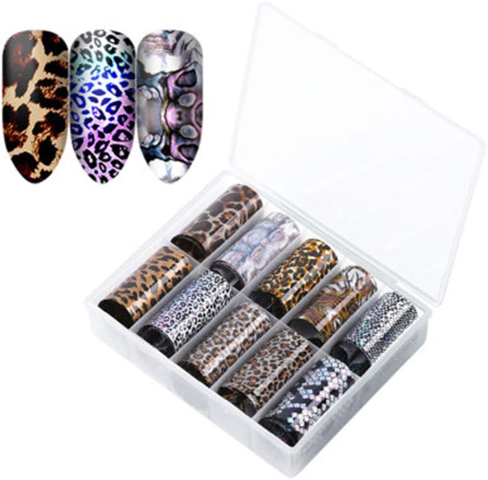 ZeroZ Nail Sticker Holographic Nail Foil Set Transparent AB Color Nail Art Transfer Sticker Manicure DIY Holo Sticker Decoration 10 Pcs TZ-13