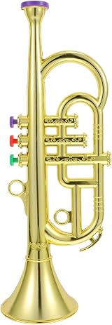 Toyvian Kids Trumpet Toy Golden Imitation Musical Instrument ABS 13.2" Early view 9
