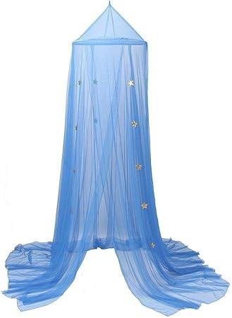 Jeteven Moustiquaire Dôme Polyester Ciel De Lit Princesse Moustiquaire Bébé étoile Décor Lit Hauteur 250cm