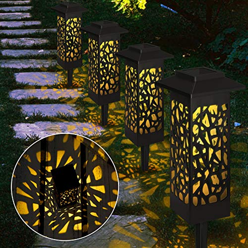 4 Stück Gartenleuchte Solar, Vegena Gartenbeleuchtung mit Erdspieß Solarleuchte Garten Gartenlampe IP65 Wasserdicht LED…